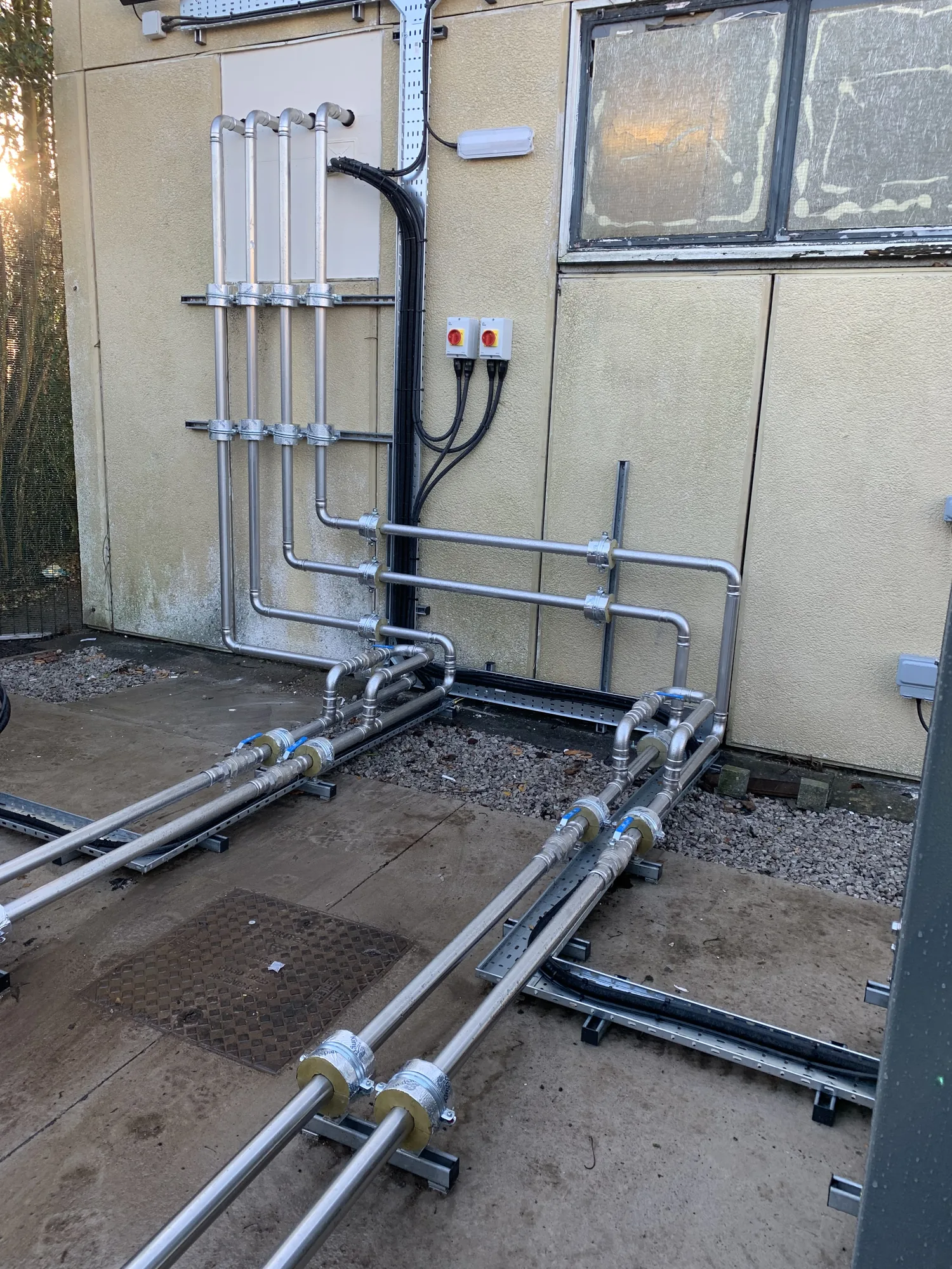 Commercial heating plant room pipework in Lancashire